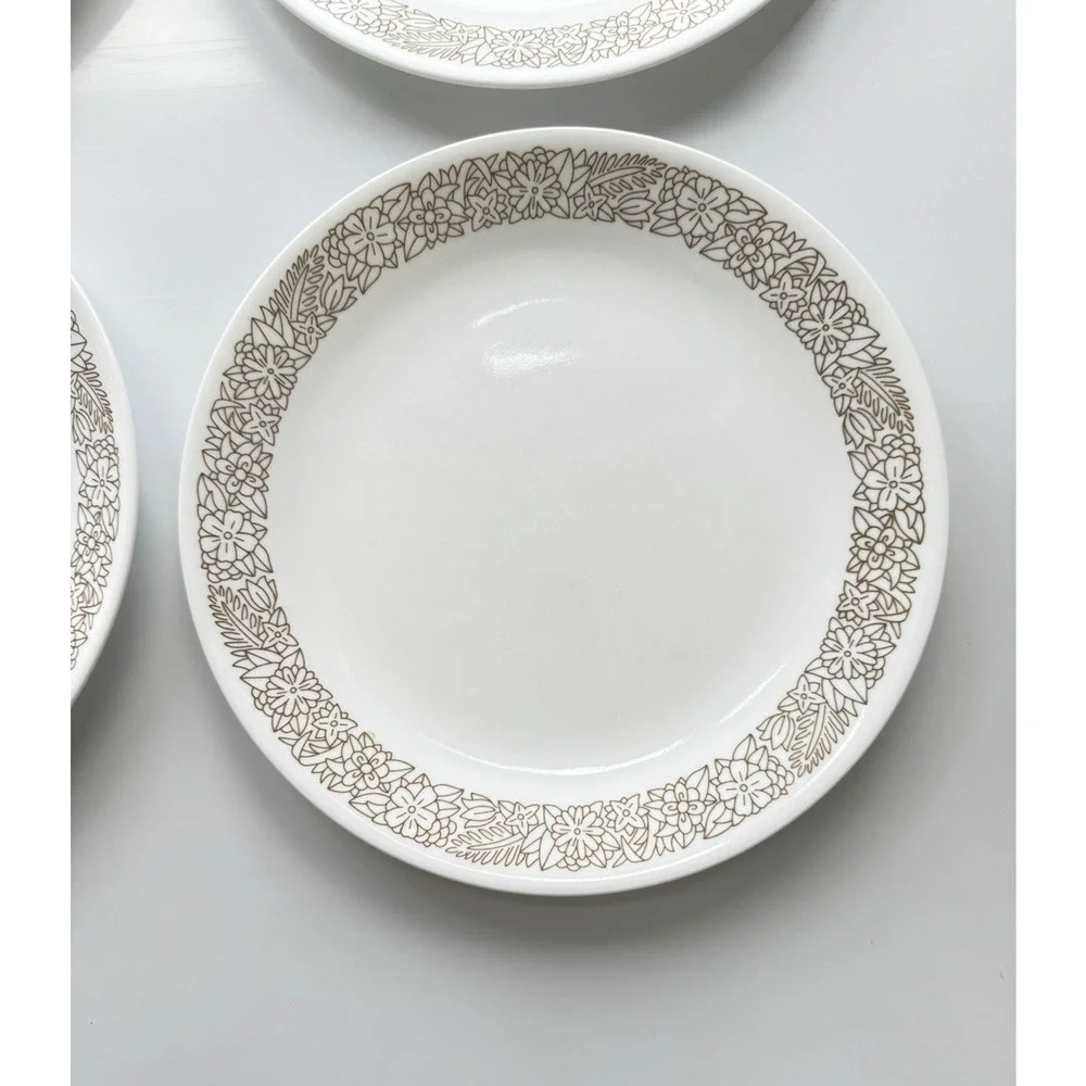 Set of 4 Corelle WOODLAND BROWN Pattern Dinner Plates 10